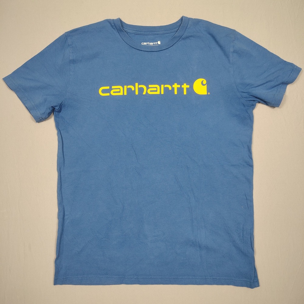 Carhartt T-Shirt Youth L Logo Graphic Short Sleeve Blue TK6242-B Cotton Tee